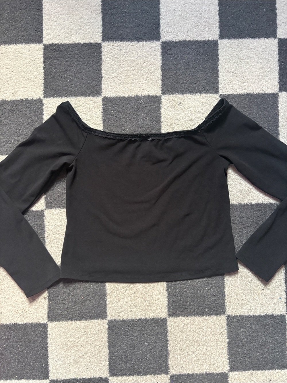 Black Off-the-Shoulder Long Sleeve Top